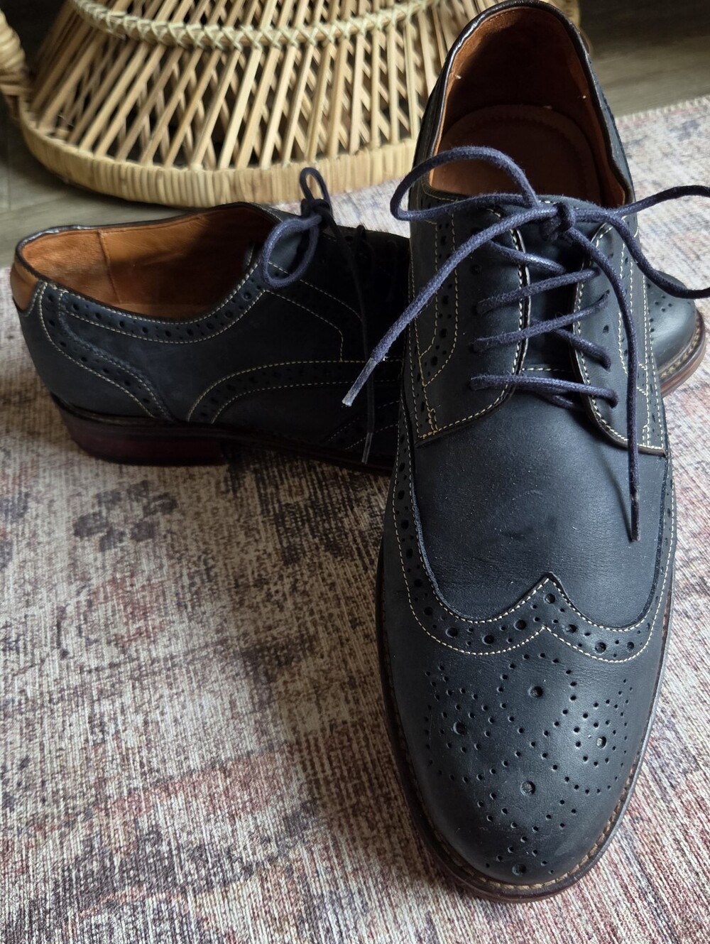 Johnston & Murphy Warner Oiled Leather Wingtip Oxford Shoes